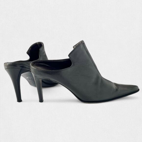 Kenneth Cole 90s Y2K Stiletto Mule Pointy Toe Leather Slide Pump Italy 6.5 Open - Picture 1 of 6